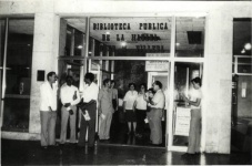 Fachada de la antigua Biblioteca Villena ubicada en Obispo No. 160