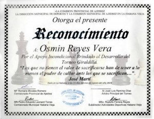 Reconocimiento apoyo Torneo Giraldilla-Osmin