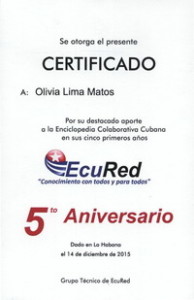 Reconocimiento de ECURED 5to. Aniversario